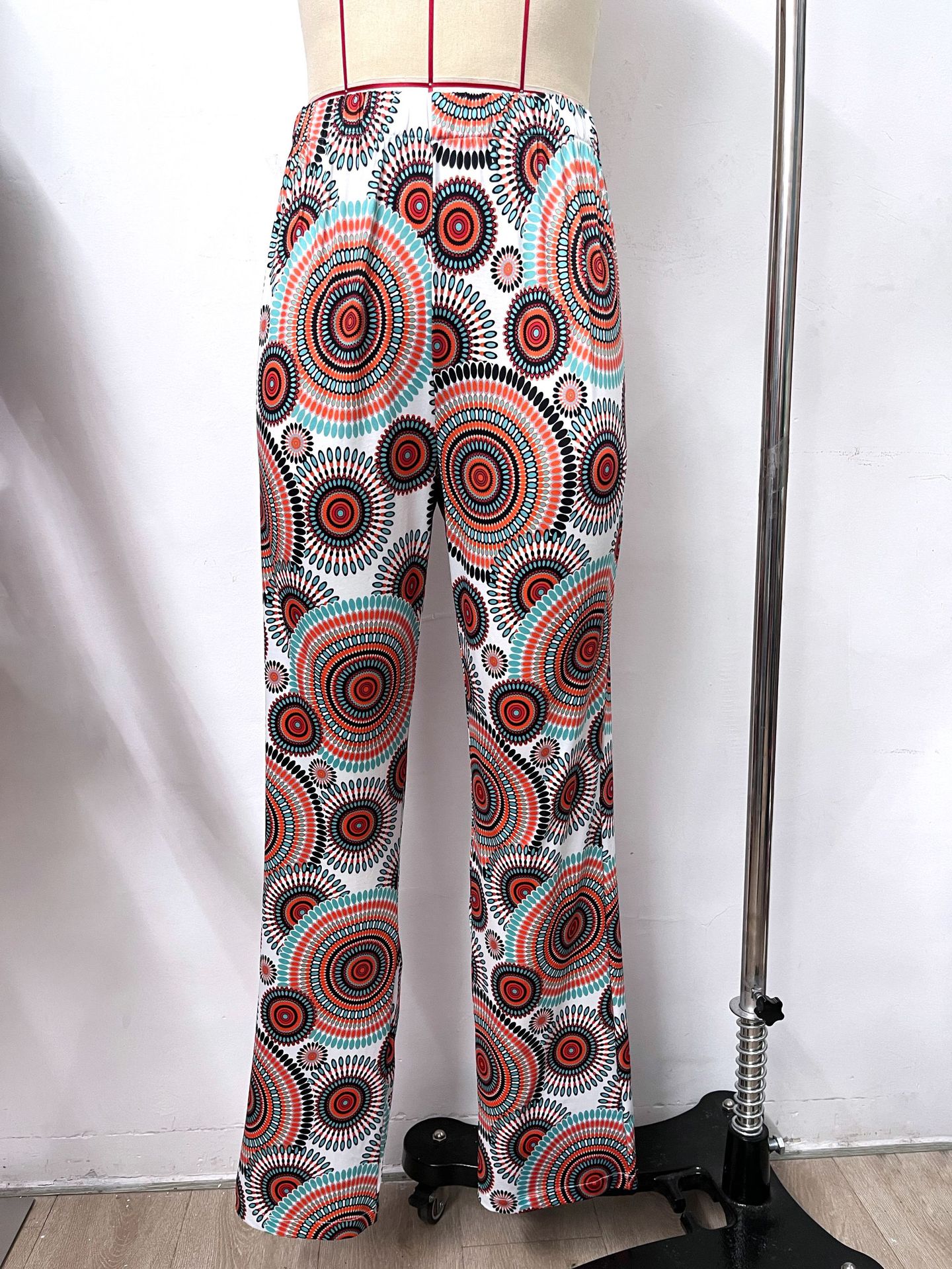 Couple 70s 80s Disco Hippie Costume Set Retro Circular Print Flared Pants Outfit